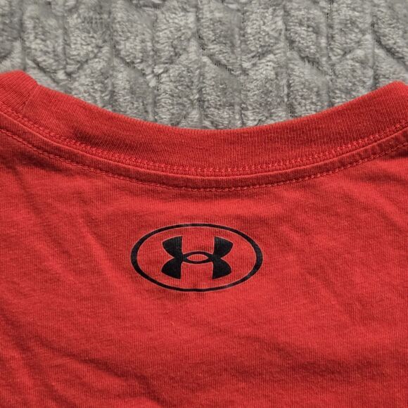 3 Under Armour T Shirt Men's Medium UA Collegiate Branded Red/ 2 V Neck Gym Gray - Picture 11 of 16